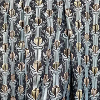 Rideaux géométriques glamour bleu vert et or rétro Art Déco 2