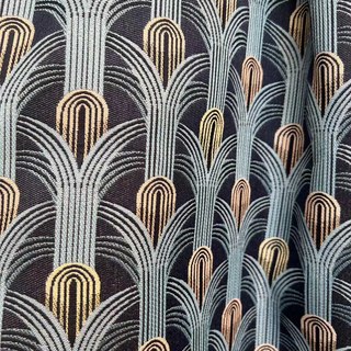Rideaux géométriques glamour bleu vert et or rétro Art Déco 5