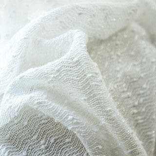 Rideau en Voile Blanc Ivoire à Effet Ondulé, Inspiré du Tweed et Pailleté