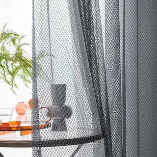 Enchevêtré Diamant Grille Gris Foncé Rideau Voile 4