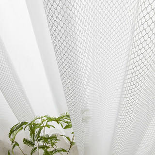 Enchevêtré Diamant Grille Ivoire Blanc Rideau Voilage