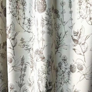 Berry Meadow Mocha Brun Fleurs Chenille Rideaux 2