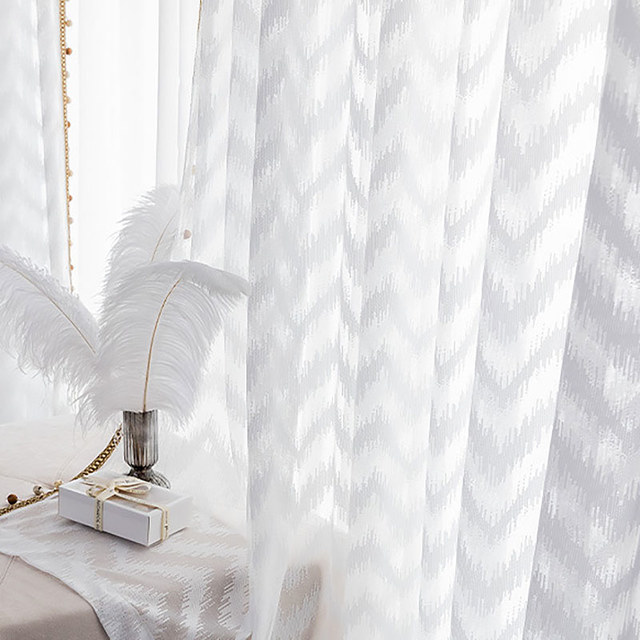 Bohemian Chic Zigzag Ivoire Blanc Rideau Voile 1