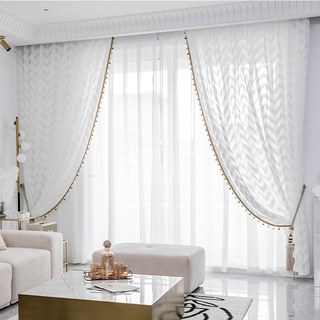 Bohemian Chic Zigzag Ivoire Blanc Rideau Voile 2
