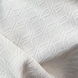 Diamond Patchwork Géométrique Chenille Crème Blanc Cassé Rideau 3
