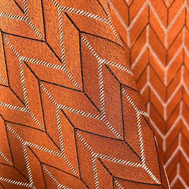 Élégant Rideau Chevron Orange Style Art Déco 1