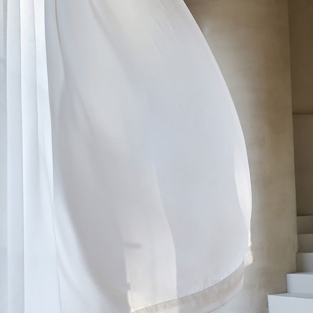 Satiné Touch Ivoire Voile Rideau 1