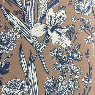 Velours Floraison Marron et Bleu Rideau Floral en Velours 7