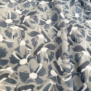 Bleues Éclosions Chenille Double Face Fleurs Œpaques Rideaux 7