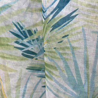 Palm Delight Feuilles Tropicales Vert Bleu Rideau Voile 5