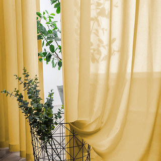 Douce Brise Moutarde Jaune Rideau Voile Chiffon 3