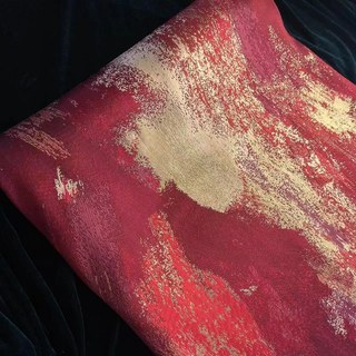 Éblouissante Broderie Luxe Jacquard Rouge & Or Abstrait Rideau