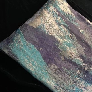 Éblouissante Broderie Luxe Jacquard Turquoise & Bleu Rideau Abstrait 5