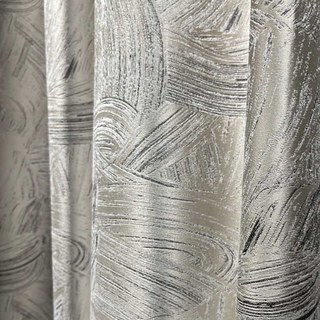 Impressionist Strokes Luxe Jacquard Rideau Champagne avec Détails Argentés 6