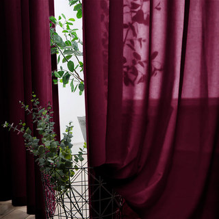 Douce Brise Bourgogne Vin Rouge Rideau en Chiffon Voile 3