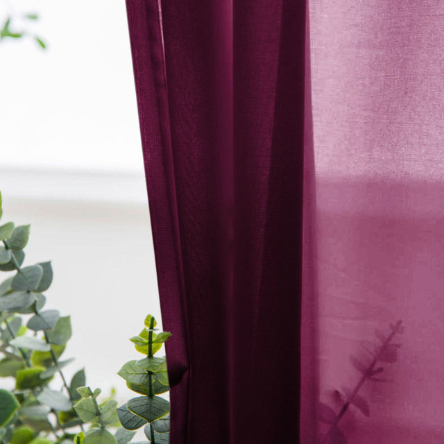 Douce Brise Bourgogne Vin Rouge Rideau en Chiffon Voile 1