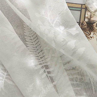 Feuilles Murmurantes Rideau Voile Floral Ivoire Blanc 3