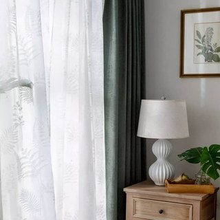 Feuilles Murmurantes Rideau Voile Floral Ivoire Blanc 2