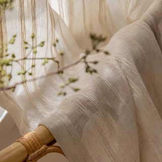 Bliss Rayé Lin Style Voile Rideau Crème 6