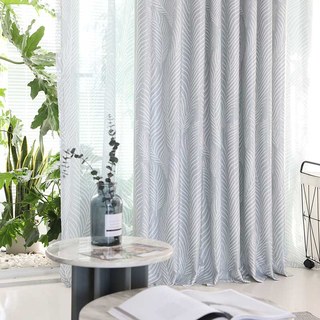 Rideaux floraux gris cendré à motifs végétaux