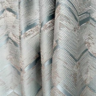 Zigzag Symphonie Chevron Canard Bleu Faux Soie Moderne Rideaux Géométriques 2