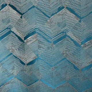 Zigzag Symphony Chevron Teal Blue Faux Silk Rideaux géométriques modernes 6