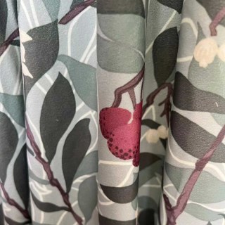 Arbutus Baies Rouges William Morris Vert Floral Rideau de Velours 2