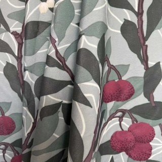 Arbutus Baies Rouges William Morris Vert Floral Rideau de Velours 3