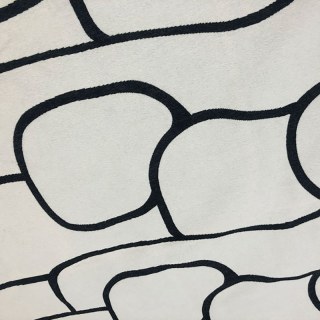 Pebble Path Geometric Circles Noir et Blanc Chenille Rideau Occultant 7