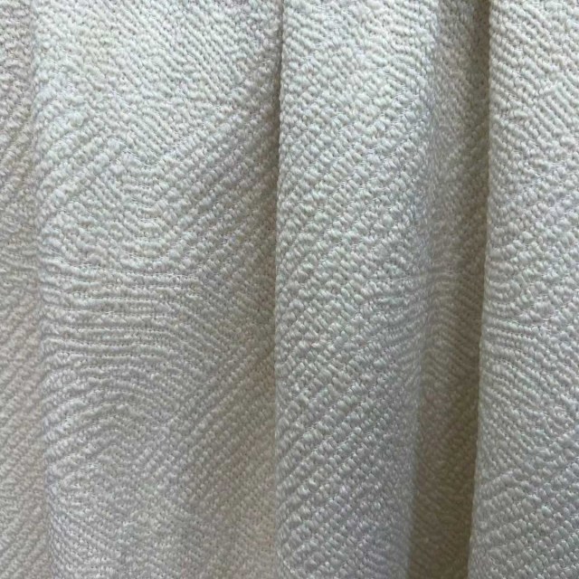 Tissu chuchotant tissé géométrique ivoire blanc lourd en chenille de laine rideau 1