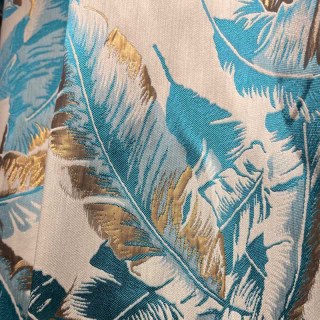 Feuille de Banane Bonheur Rideaux Tropicaux Bleu Canard et Or 5