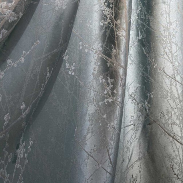 Branches de fleurs bleu canard abstrait Rideau Blossom 1