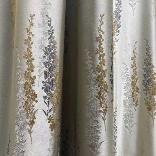 Élégance Lavande Rideaux Floraux Jacquard Crème Or Luxueux 2