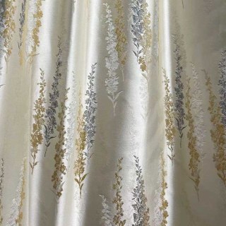 Élégance Lavande Rideaux Floraux Jacquard Crème Or Luxueux 1