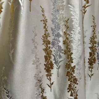 Élégance Lavande Rideaux Floraux Jacquard Crème Or Luxueux 7