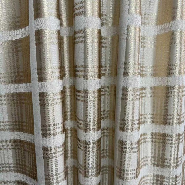 Palais Aurum Crème Or Vérifié Plaid Rideaux 1
