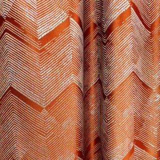 Zigzag Symphonie Chevron Orange Faux Soie Moderne Rideaux Géométriques