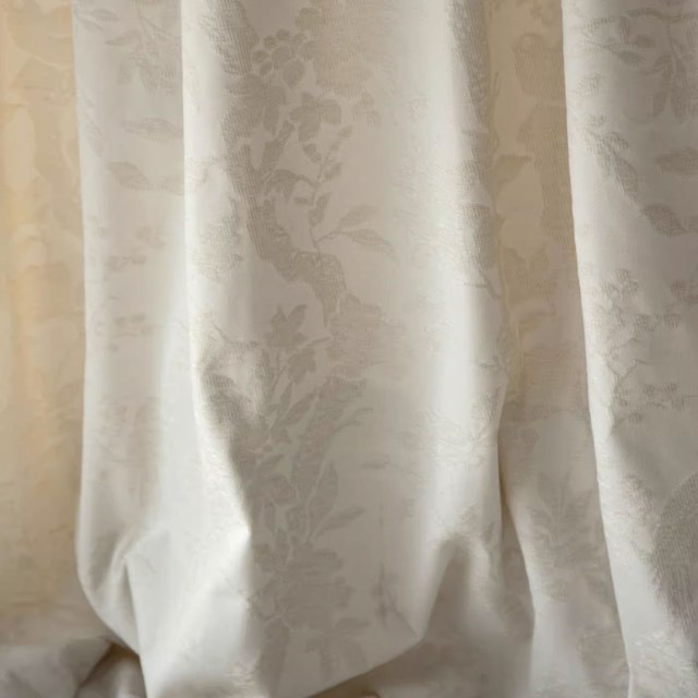 Jardin mandarin Chinoiserie Rideau floral de la crème Chenille 1