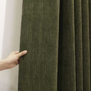 Royale Chenille Texturée Vert Olive Foncé Rideau Occultant 2