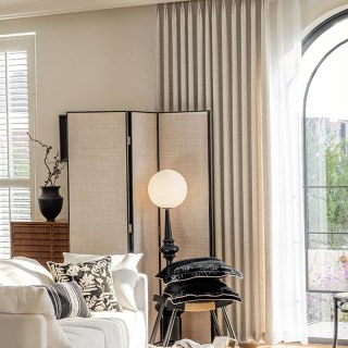 Serene Sands Texturé Beige Crème Rideau en Lin Double Face 3