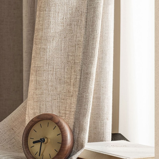 Serene Sands Texturé Beige Crème Rideau en Lin Double Face 1