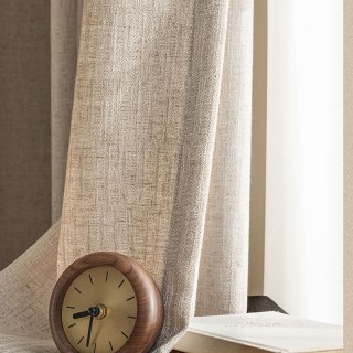 Serene Sands Texturé Beige Crème Rideau en Lin Double Face