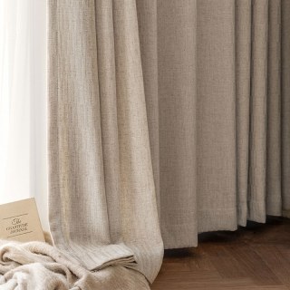 Serene Sands Texturé Beige Crème Rideau en Lin Double Face 8