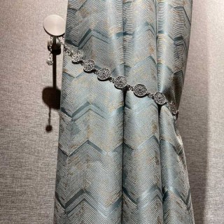 Zigzag Symphonie Chevron Canard Bleu Faux Soie Moderne Rideaux Géométriques