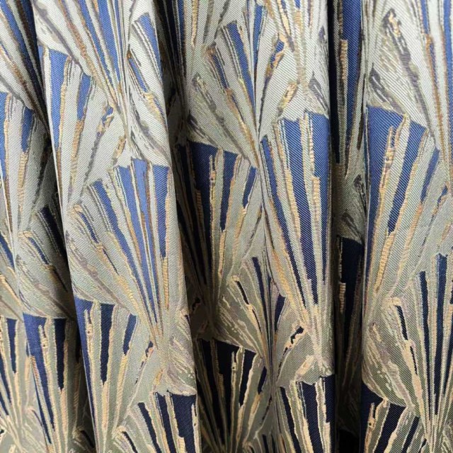 Brise Dorée Bleue et Or, Rideaux Géométriques Art Déco 1