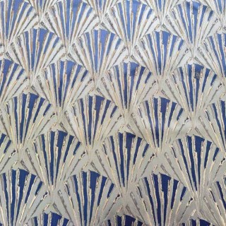 Brise Dorée Bleue et Or, Rideaux Géométriques Art Déco 6