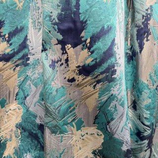 Brouillard de Jungle Luxe Jacquard Turquoise Bleu Abstrait Rideaux 4