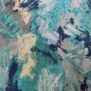 Brouillard de Jungle Luxe Jacquard Turquoise Bleu Abstrait Rideaux 5