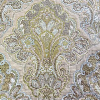 Régale Élégance Jacquard Crème et Vert Olive Rideau Damassé 1