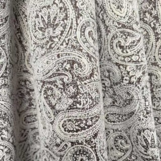 Paisley Minuit Brun Foncé Chenille Rideau Floral